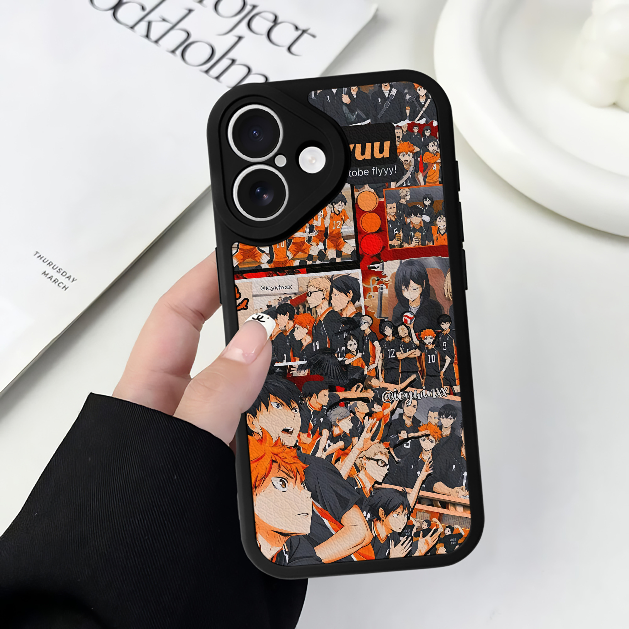 （画像用） ハイキュー!! Haikyu!! 【iPhone 16シリーズ対応】シリコンスマホケース（レザー調） 材質：シリコン